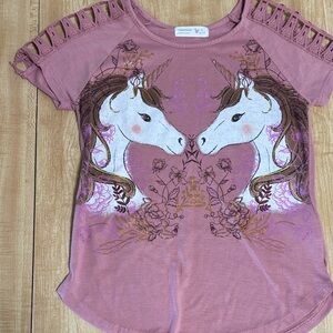 Beautees Pink Unicorn Short Sleeve Tee